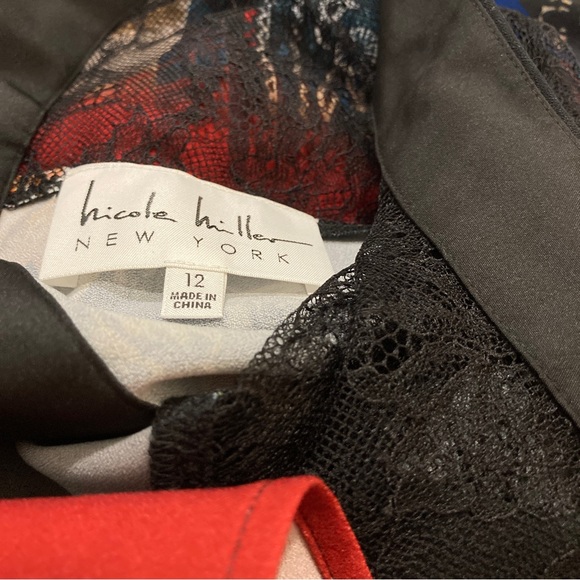 Nicole Miller Bell Sleeve Mock Neck Floral Print Dress - Size 12 - Picture 11 of 14